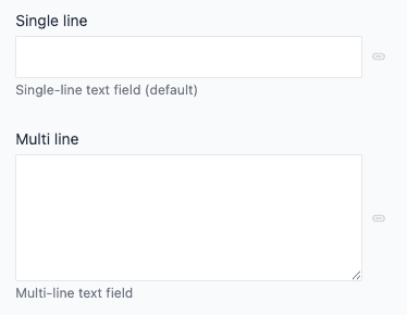 Single-line text field and multi-line text field with resize handle.