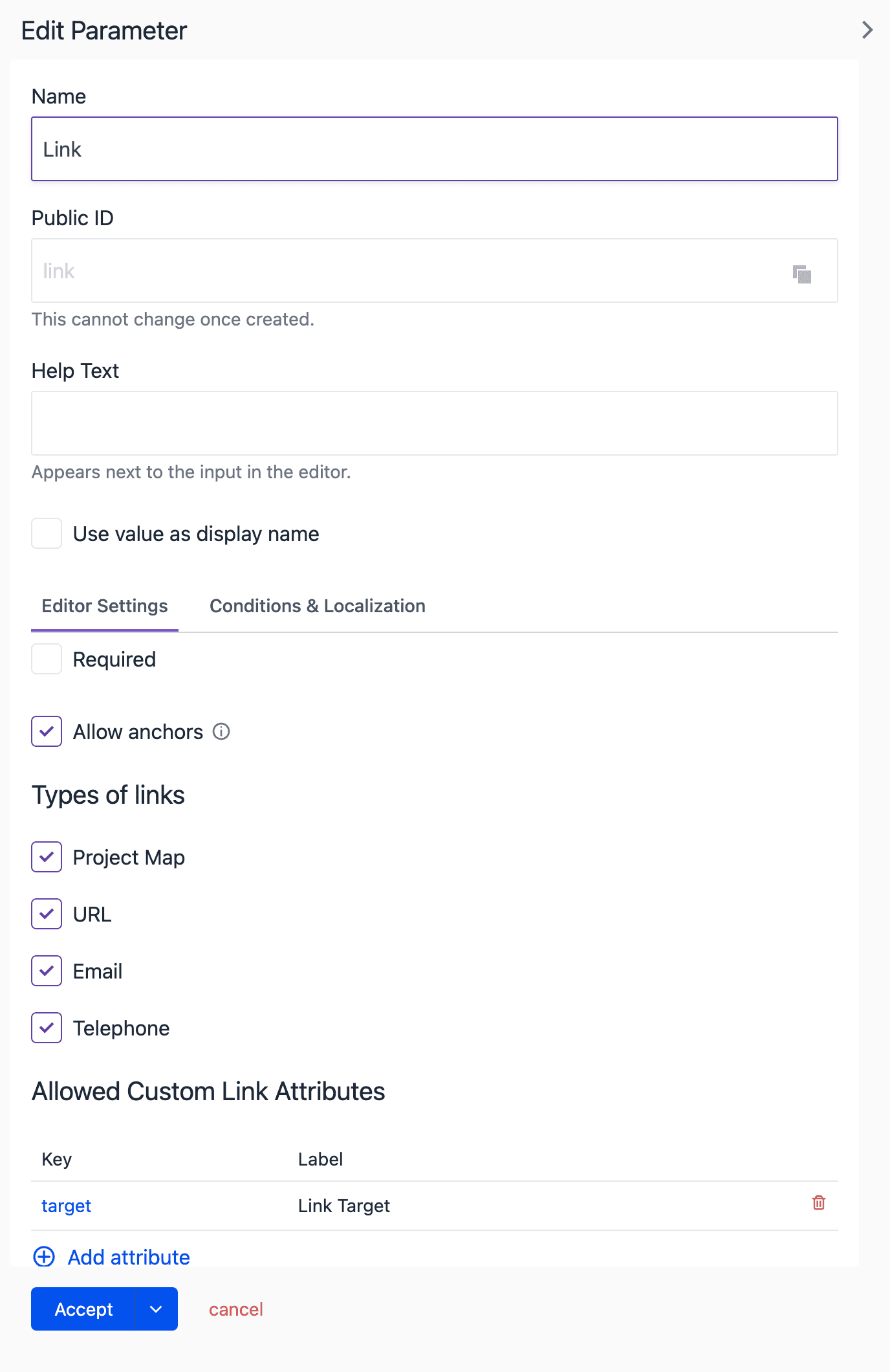 Add a new Link parameter.
